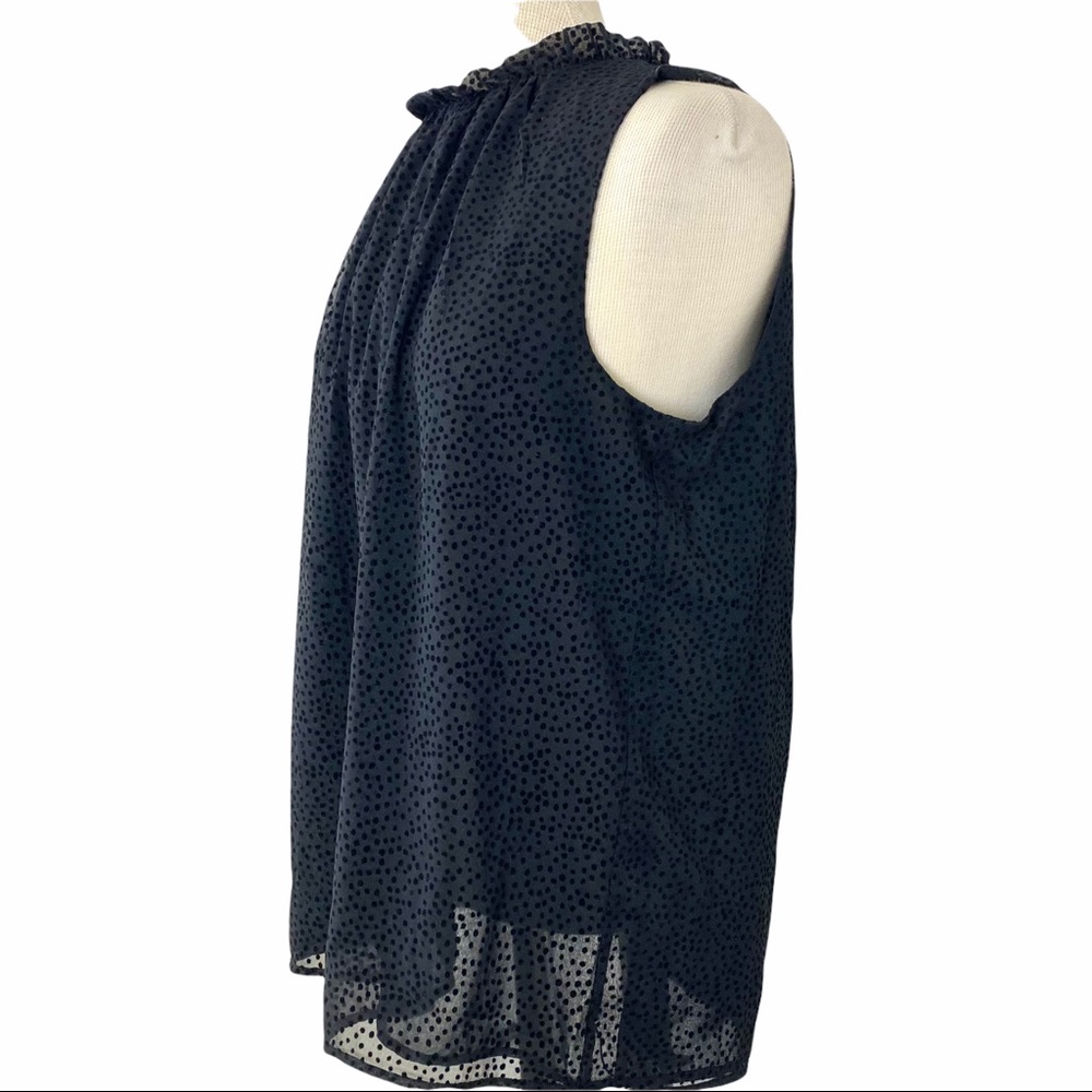 LOFT Black Flocked Swiss Dot Tie Back Top - Picture 3 of 9
